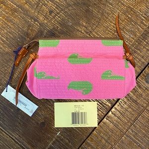 NWT Dooney & Bourke Pink Green Ducks Canvas Cosmetic Bag Wd 428 9Y